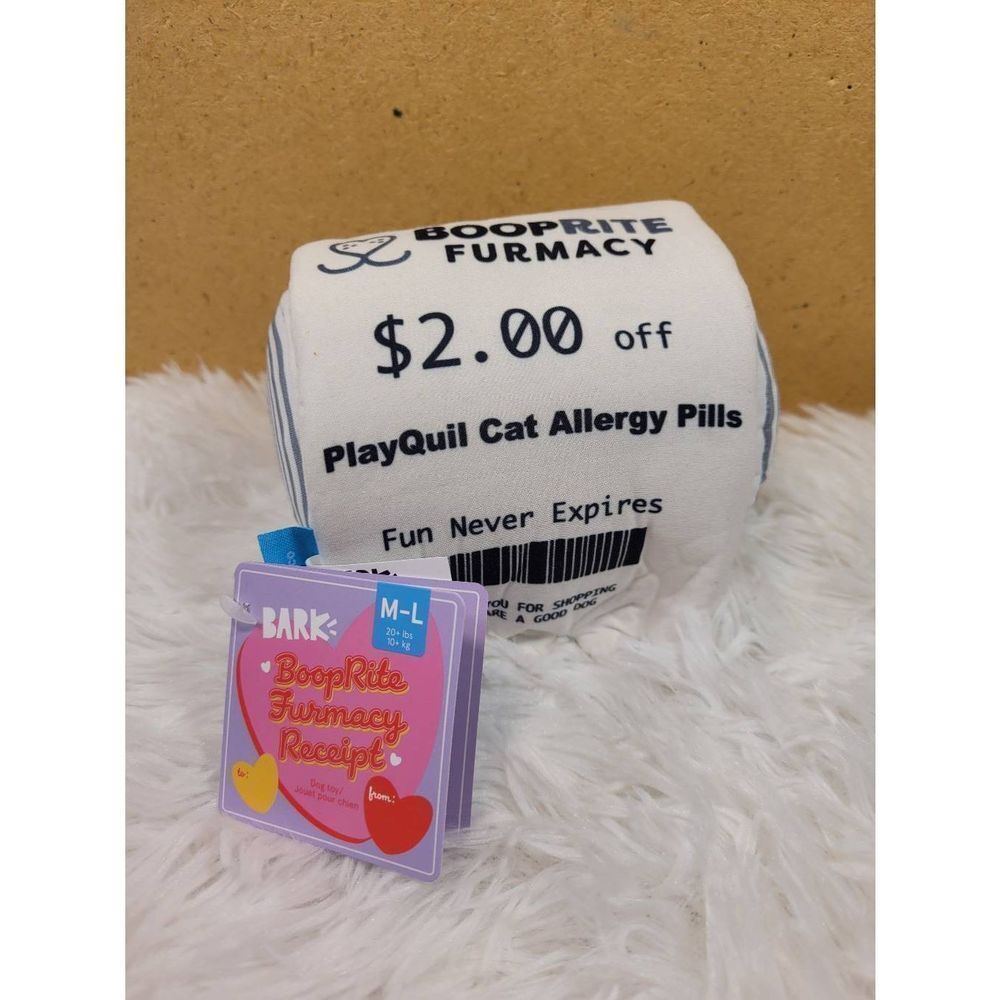 Bark Booprite Furmacy Receipt  Size  M - L  20+ Pounds  NWT
